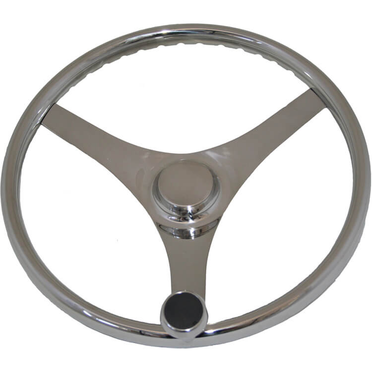 stainless steel 20 degree dished 388mm sports steering wheel with control knob - Escaping Outdoors